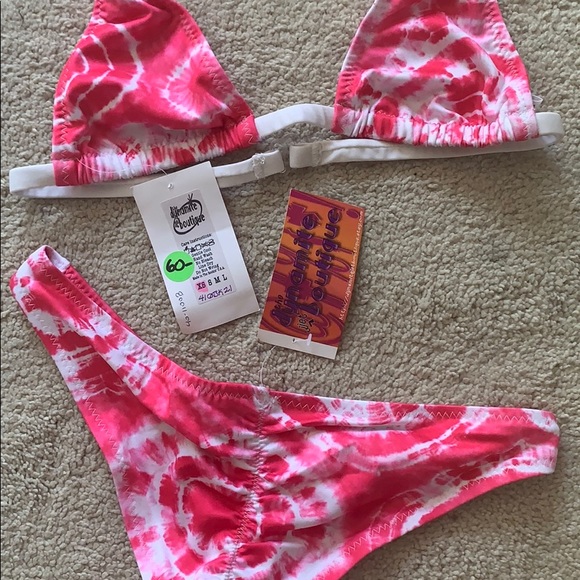 Vivid Pink Tie-Dye Halter Scrunch Bikini XS NWT - Picture 6 of 6